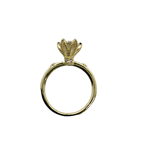 Yellow Gold Plated Very Sparkly Clear Solitaire CZ Ring Size 8 NWOT - Picture 2 of 4